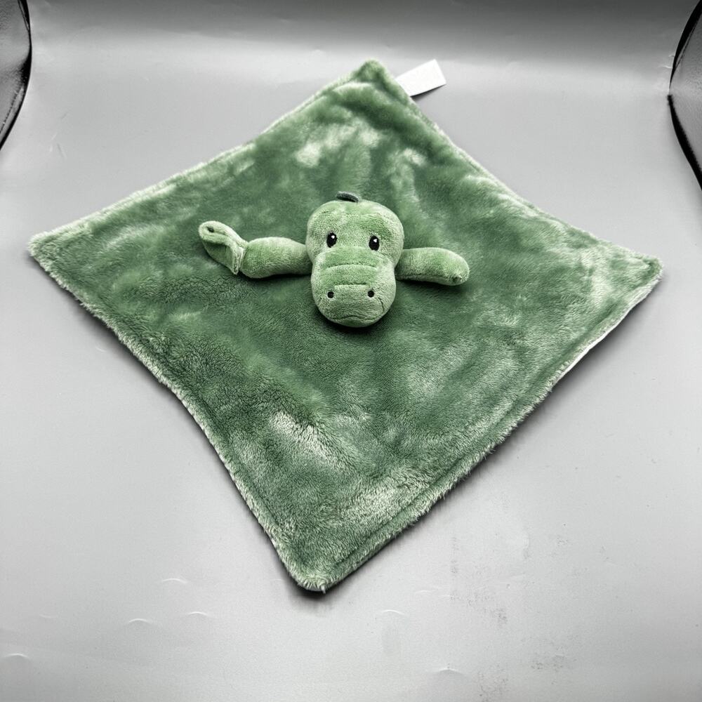 Carters Green Alligator Crocodile Lovey Security Blanket Stripes Pacifier Holder
